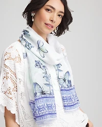 Woven Floral Oblong Scarf