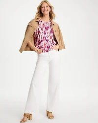 Printed Cotton Slub Scoop Neck Tee