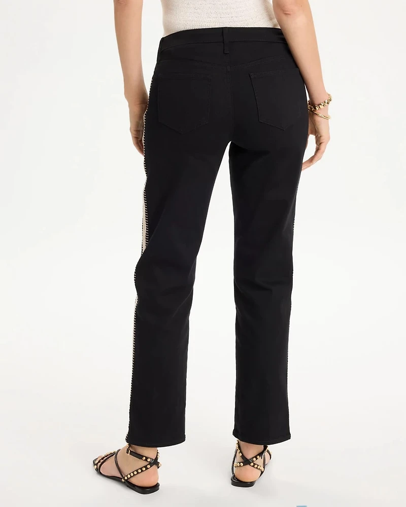 Girlfriend Seam Detail Straight Ankle Jeans