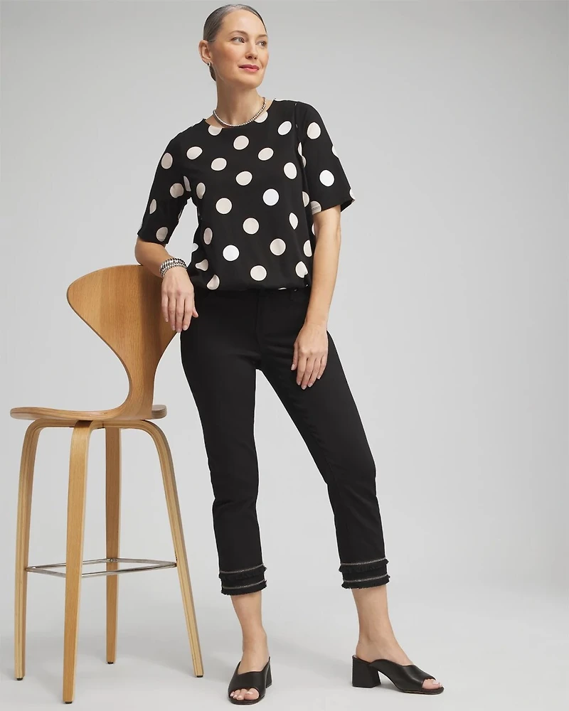 Girlfriend Embellished Hem Cropped Jeans