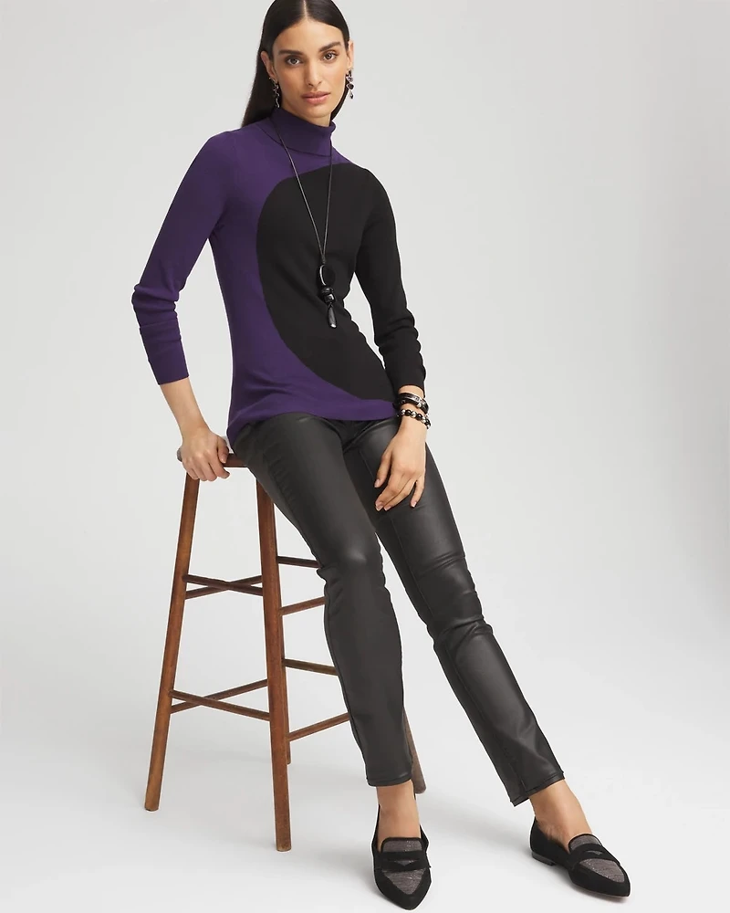 ECOVERO™ Colorblock Turtleneck Sweater
