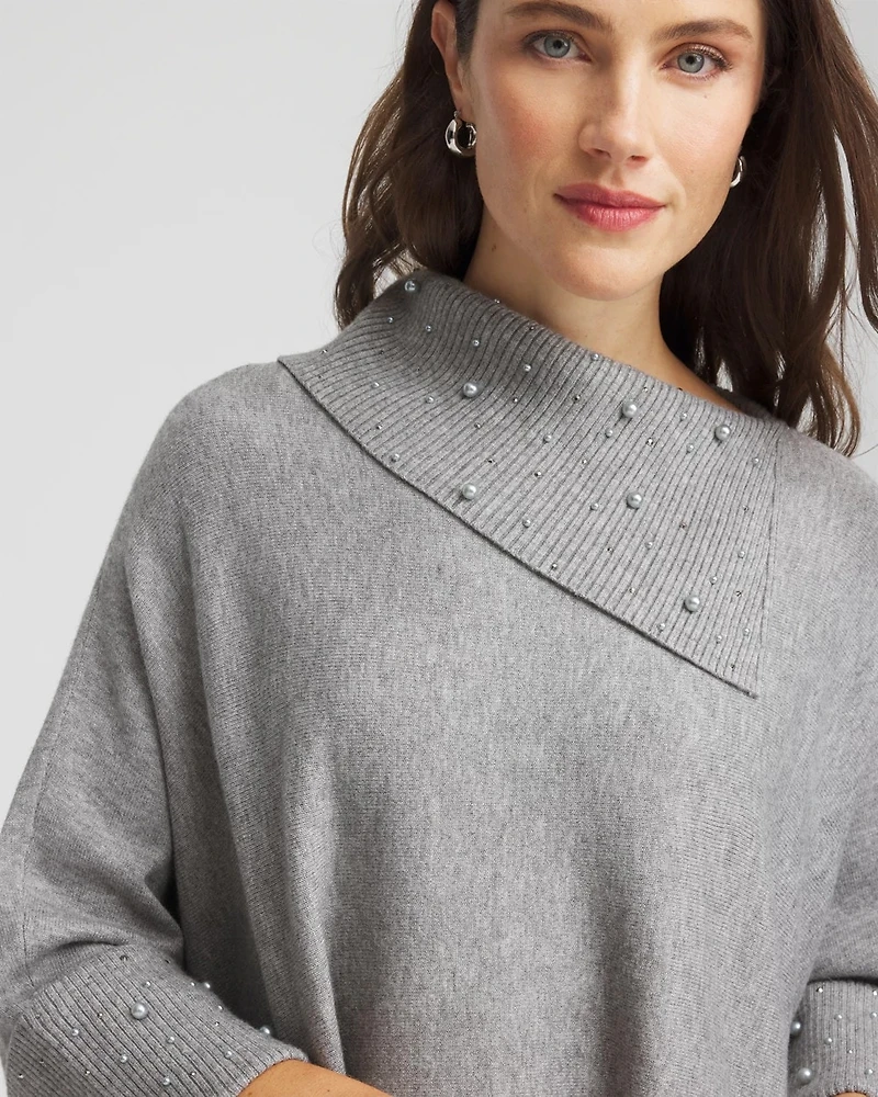 Embellished Sweater Poncho