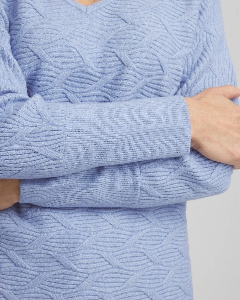 V-Neck Cable-knit Pullover Sweater