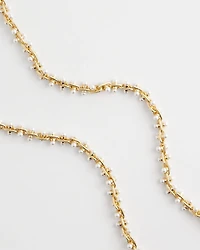Faux Pearl Single-Strand Link Chain Necklace