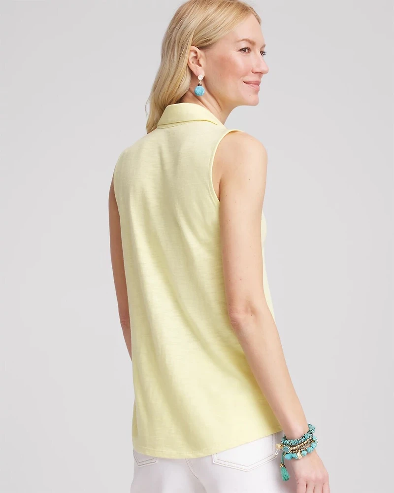 Slub Sleeveless Collared Tunic
