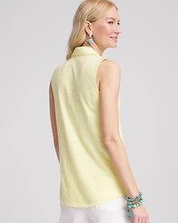 Slub Sleeveless Collared Tunic