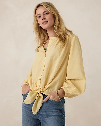 Oversized Tie-Front Top
