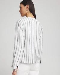 Stripe Linen Frayed Jacket