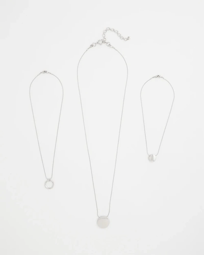 Silver Triple Pendant Necklace