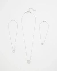 Silver Triple Pendant Necklace