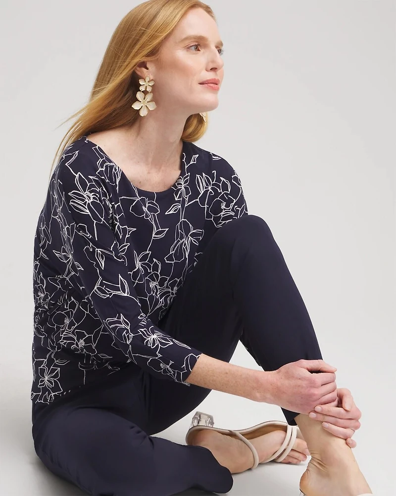 Touch of Cool™ Floral Banded Hem Top