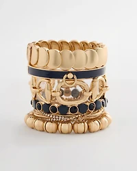 Navy Enamel Stretch Bracelet