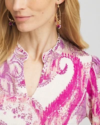 Paisley Smocked Long-Sleeved Tee