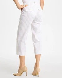 Sandstone Striped Emme Sateen Straight Capri Pants