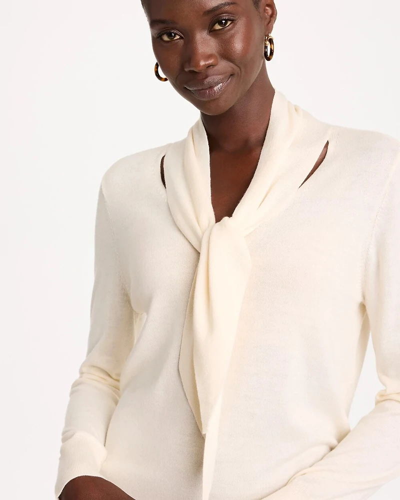 Tie-Neck Pullover Sweater