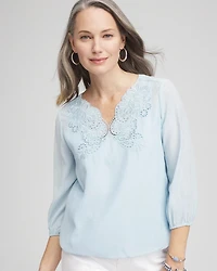 Embroidered Cutout Blouse