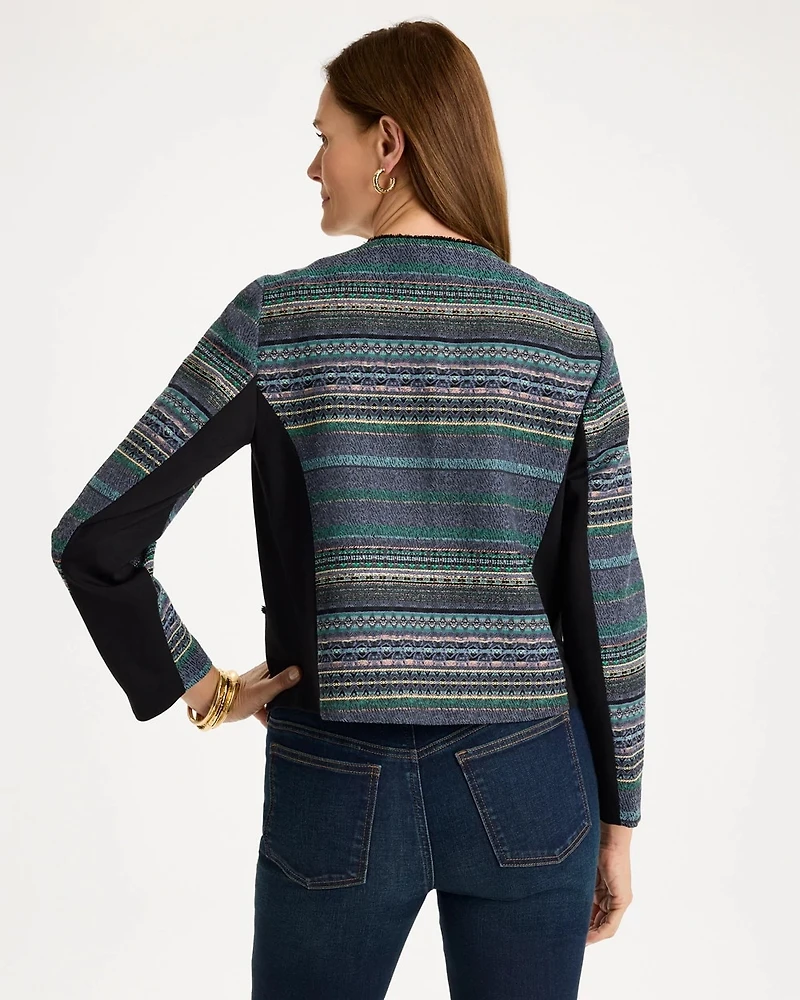 Ponte Jacquard Fringe Jacket