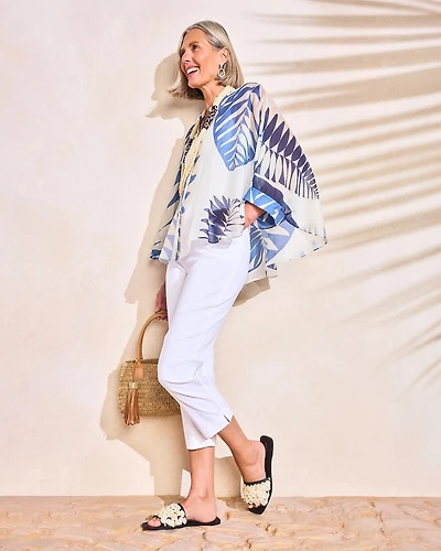 Palm Frond Short Poncho