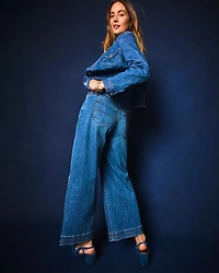 Double Stitch Wide-Leg Cropped Pants