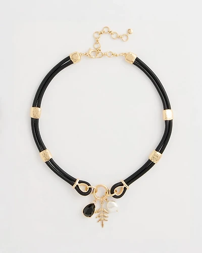 Faux Leather Charm Necklace