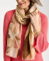 Neutral Floral Oblong Scarf