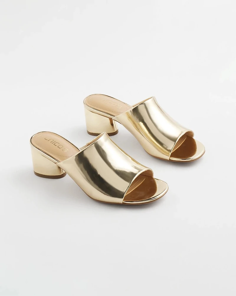 Metallic Faux Leather Mules