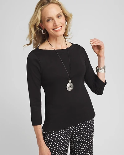 3/4 Sleeve Bateau Neck Tee
