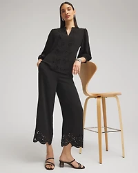 Petite Satin Eyelet Hem Culottes