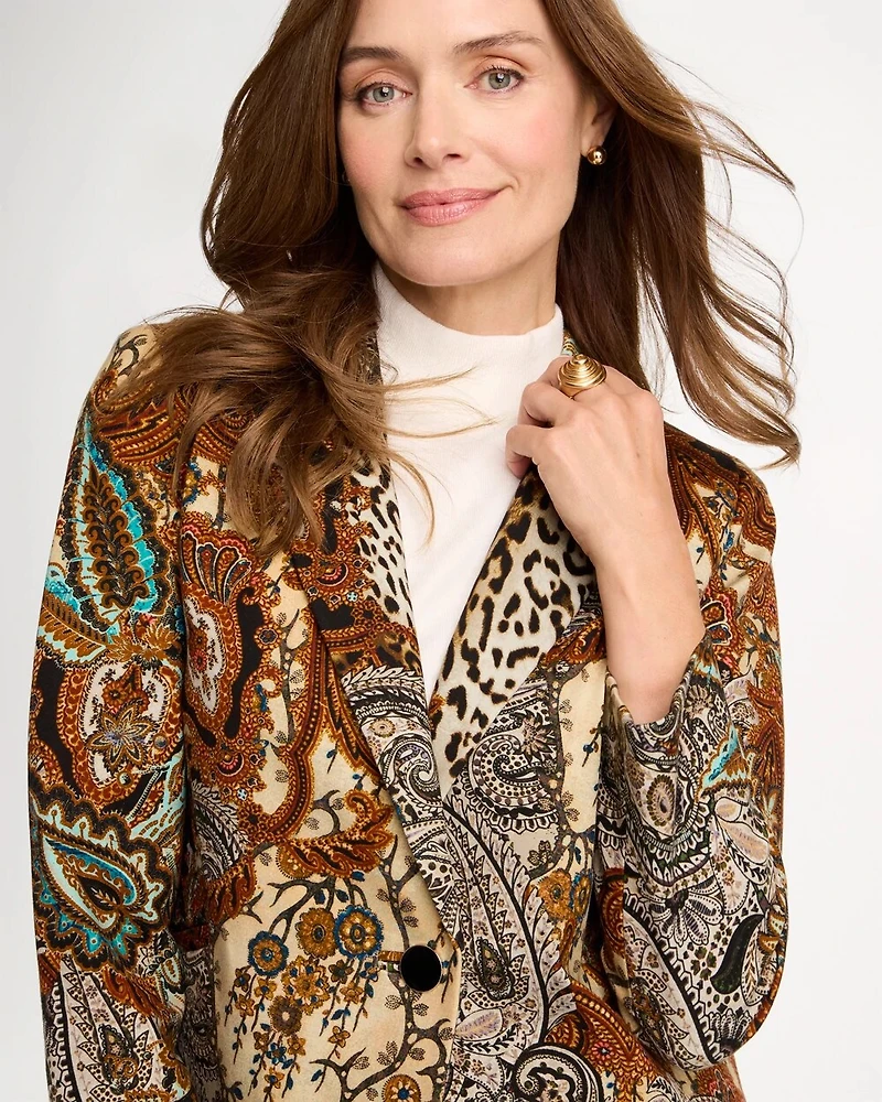 Artisanal Print Ponte Blazer