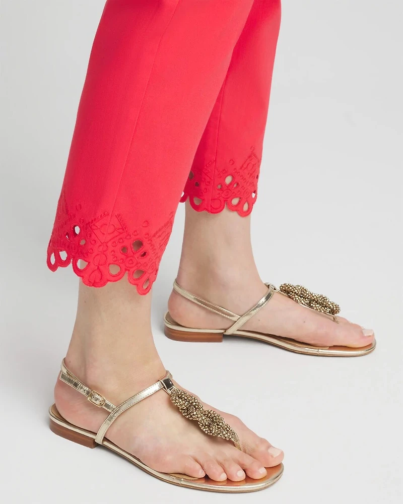Brigitte Eyelet Hem Slim Cropped Pants