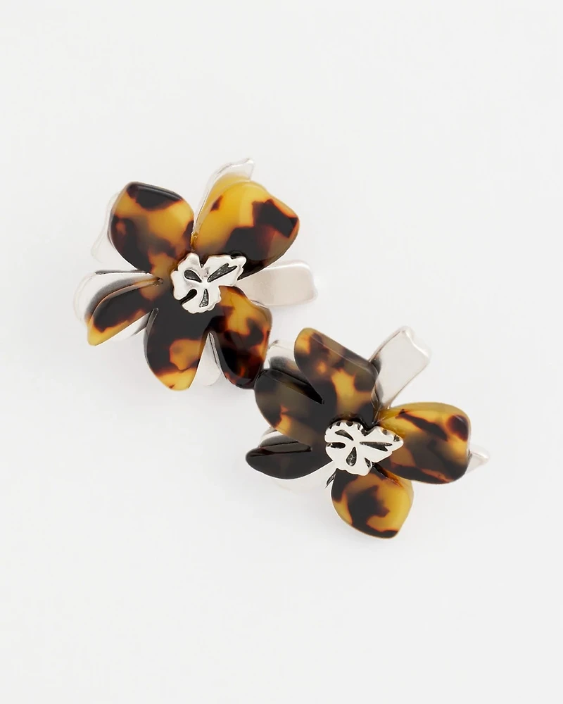 Tortoise Floral Stud Earrings