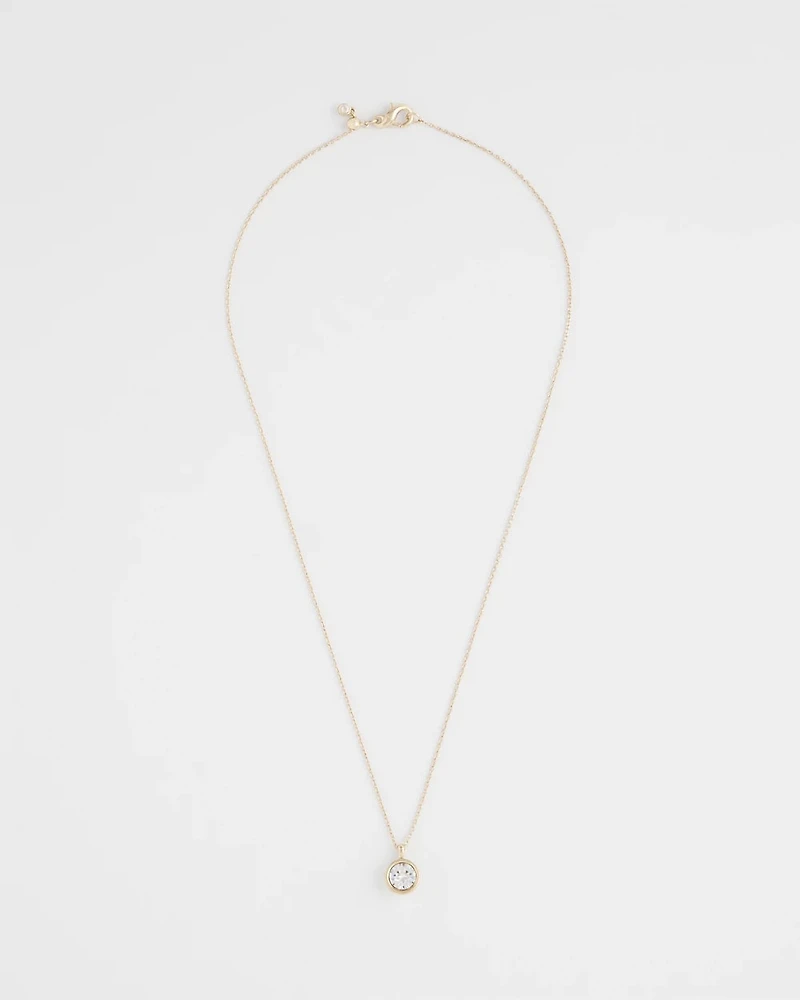 Bezel Set Pendant Goldtone Necklace