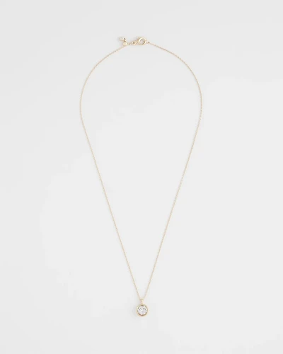 Bezel Set Pendant Goldtone Necklace