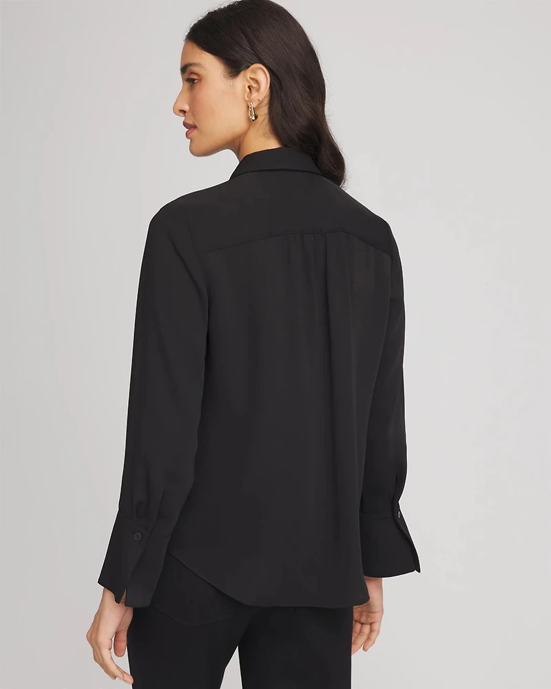 Ruffle-Trim Chiffon Blouse