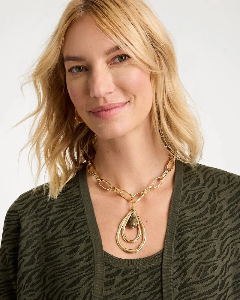 Neutral Teardrop Pendant Necklace