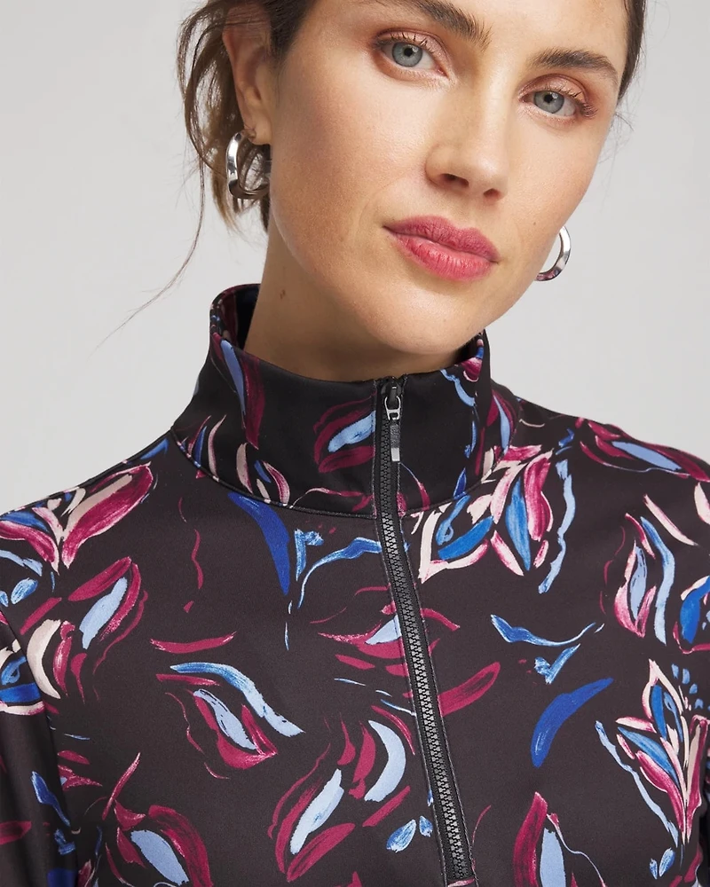 Zenergy® UPF Floral Half-Zip Pullover Top