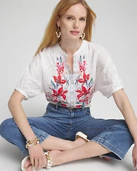 Floral Dolman Sleeve Cotton Shirt