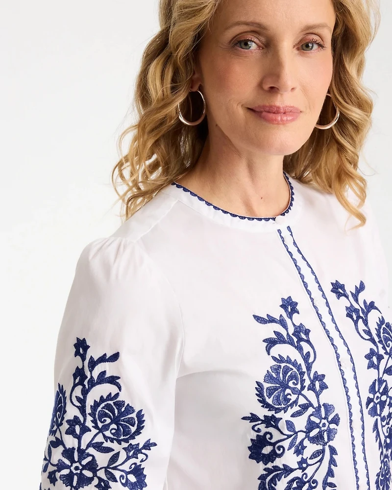 Cotton Voile Embroidered Blouse