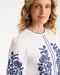Cotton Voile Embroidered Blouse