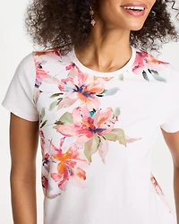 Cotton Stretch Ethereal Floral Cap Sleeve Tee