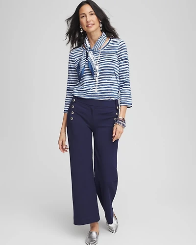 Button Knit Twill Cropped Pants