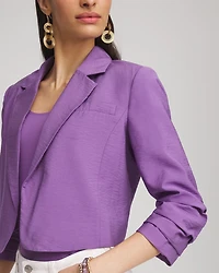 Cropped Ruched Sleeve Blazer