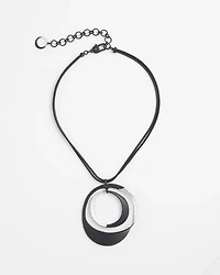 Silver-tone Circle Pendant Necklace