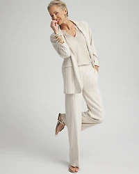 Linen Blend Stripe Flare Leg Pants
