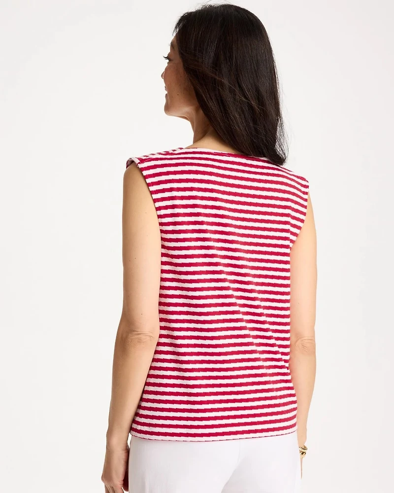 Cotton Striped Button Tee