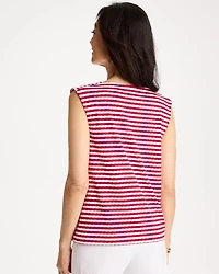 Cotton Striped Button Tee