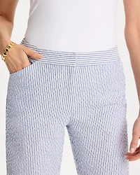 Striped Seersucker Straight Ankle Pants