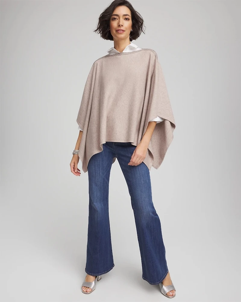 Rhinestone Embellished Poncho