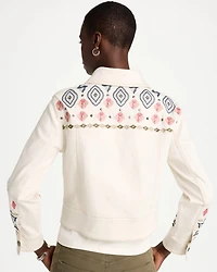 Cropped Embroidered Denim Jacket