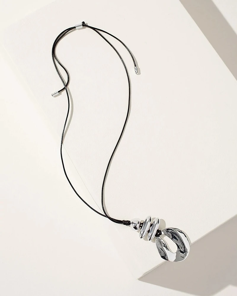 Silver Tone Adjustable Pendant Necklace